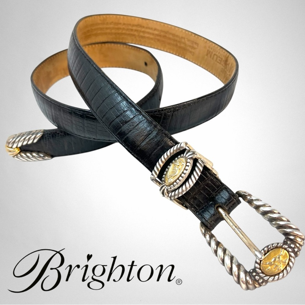 Vintage 90’s BRIGHTON Museum Collection Black Leather Coin Belt SZ M
